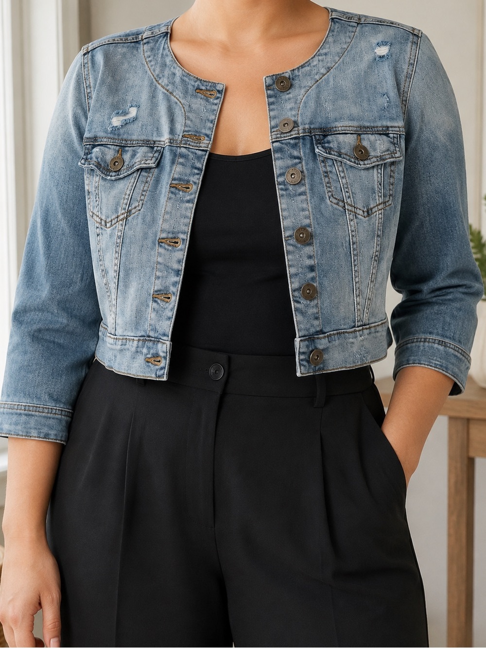 Torrid Women’s Cropped Blue Denim Jean Jacket Size 0
